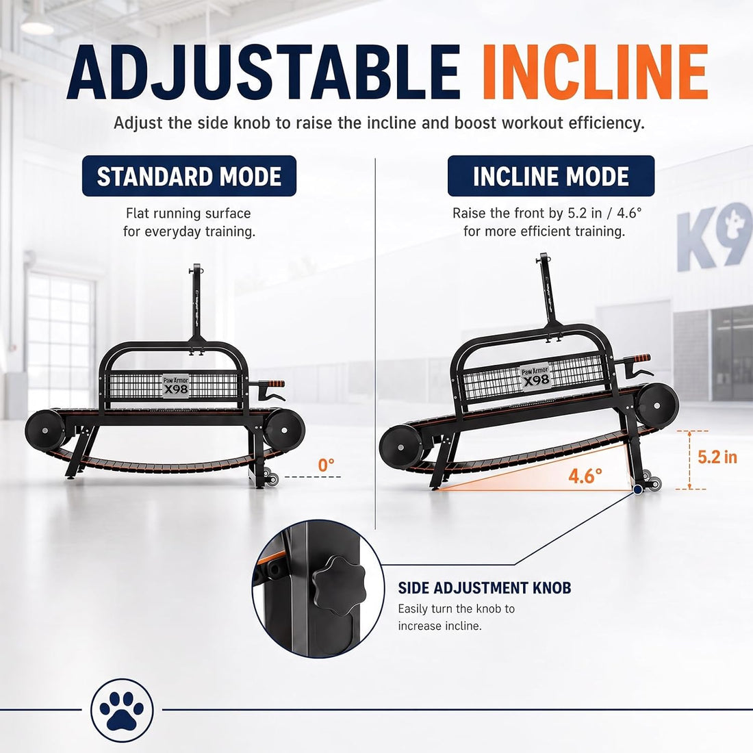 Curved Dog Treadmill with Silicone Slats and Disc Brakes