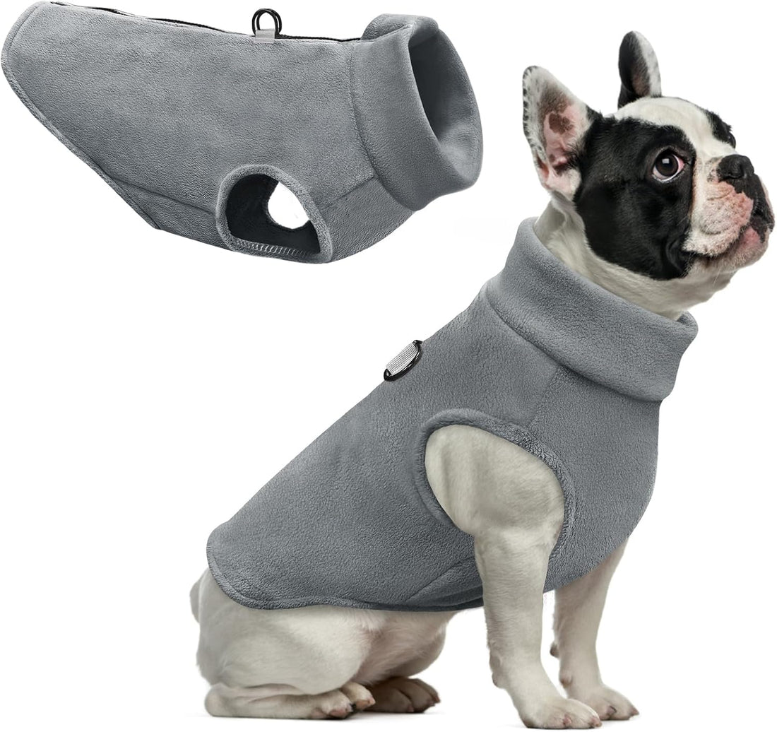 Idepet Dog Fleece Vest Sweater Zip Up Warm Pullover Dogs Jacket
