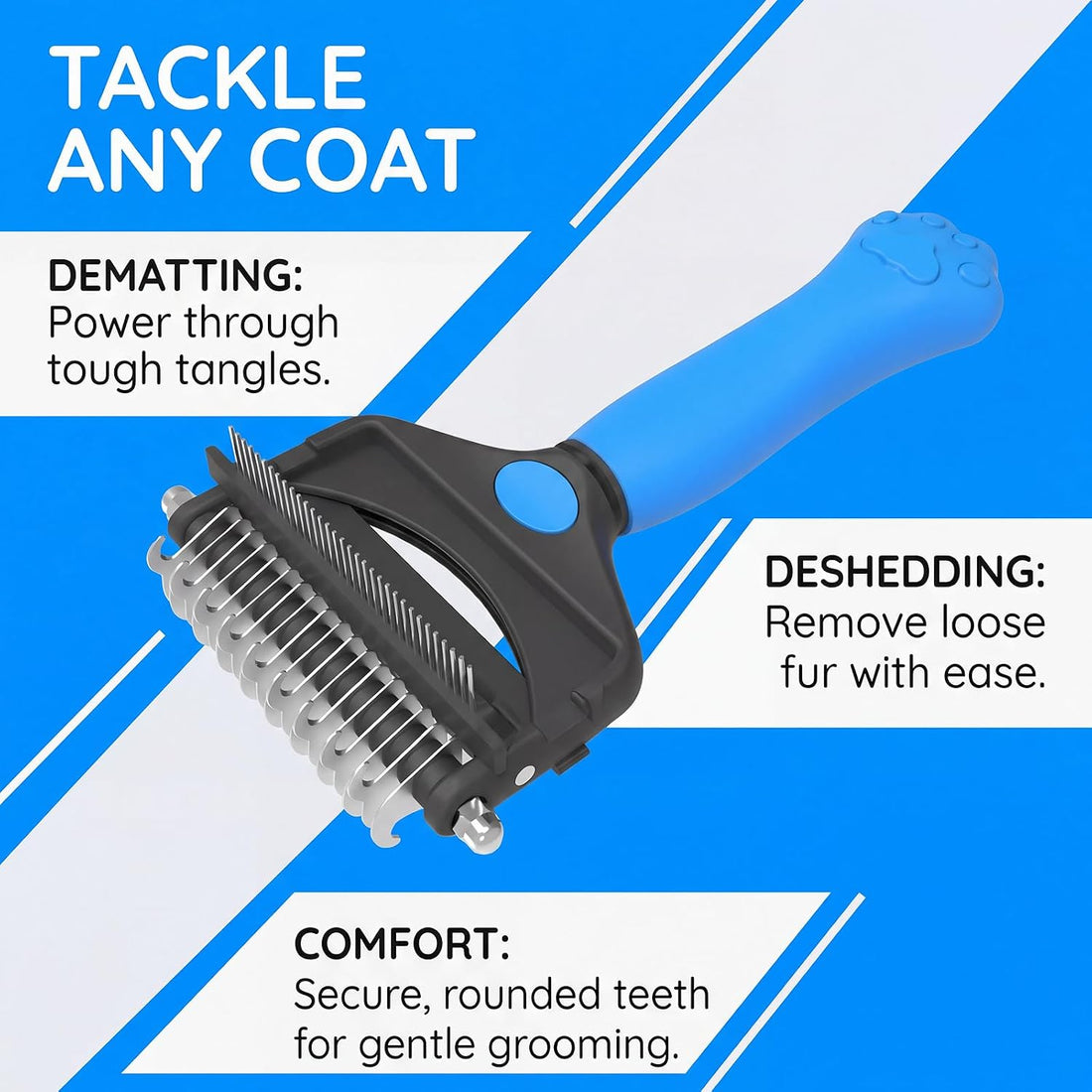 Undercoat Rake for Dogs ，3-in-1 Dematting Comb for Dogs