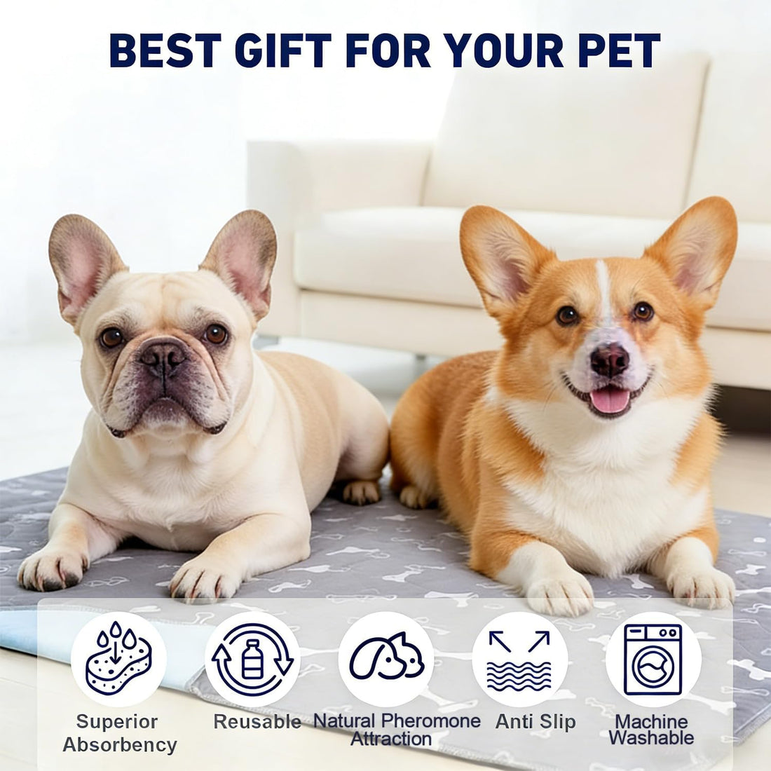 Puppy Pads with Pheromones, Washable Pee Pads for Dogs Potty Training