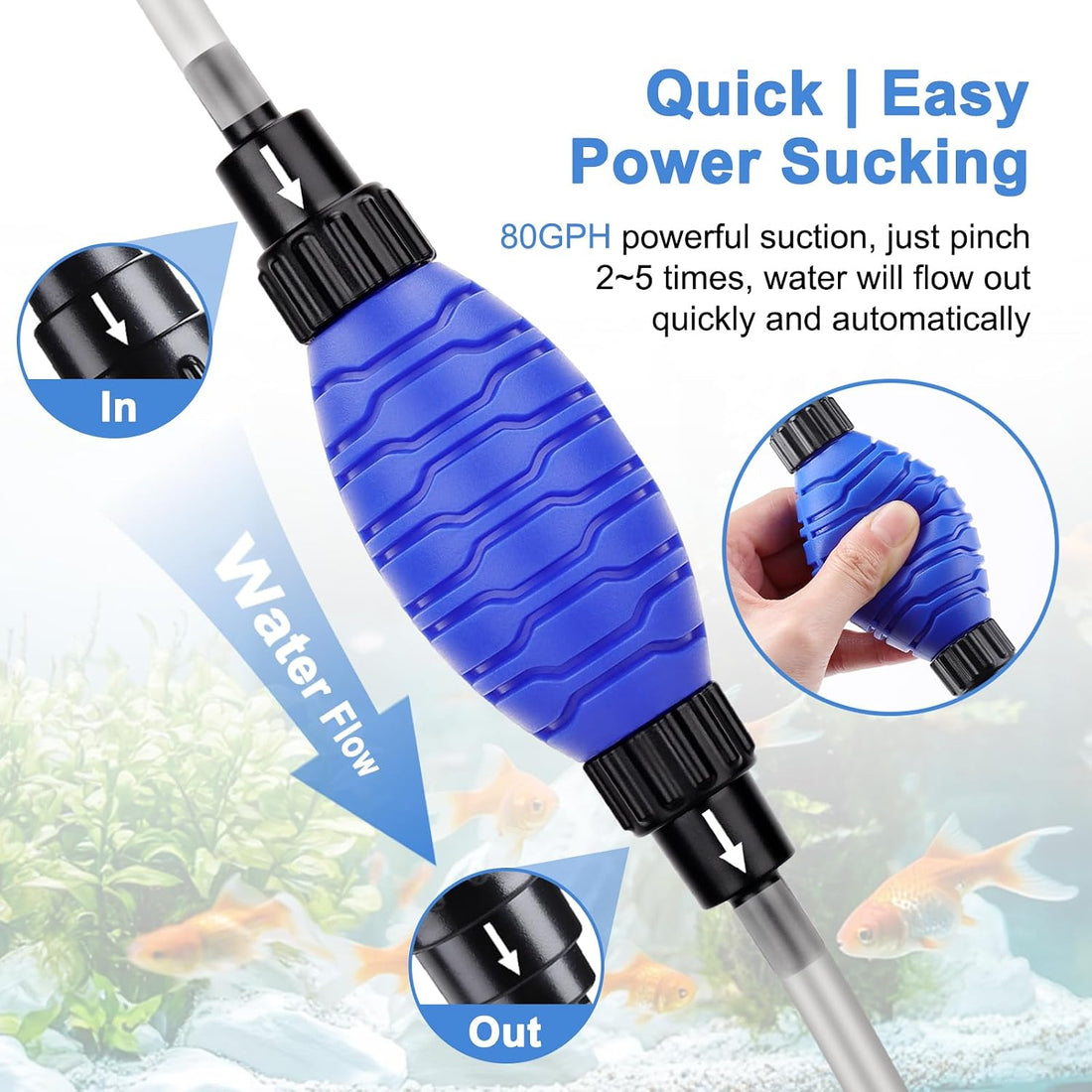 fishkeeper 4-in-1 Aquarium Siphon Gravel Cleaner