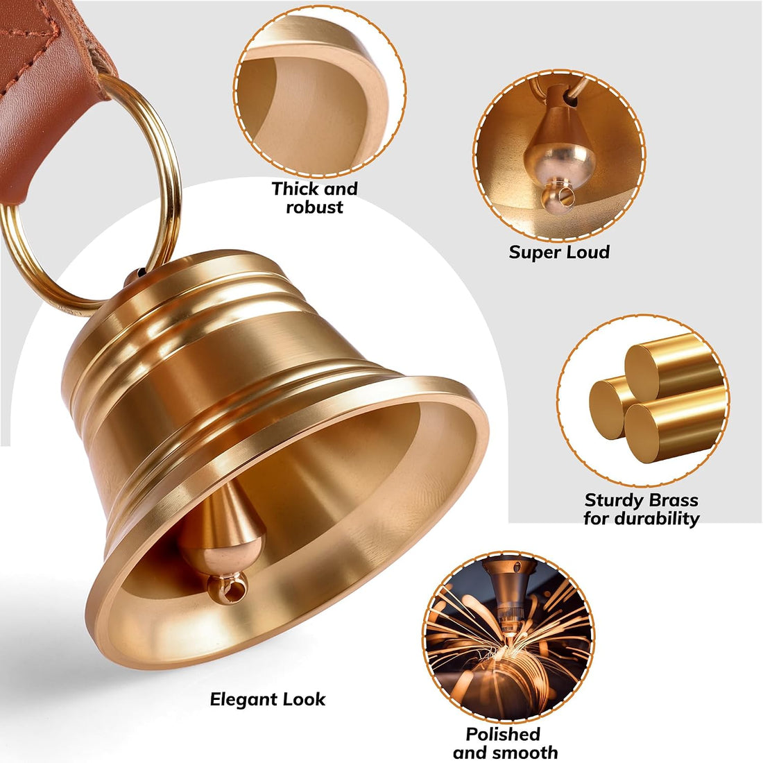 FOLKSMATE Leather Dog Door Bells for Potty Training