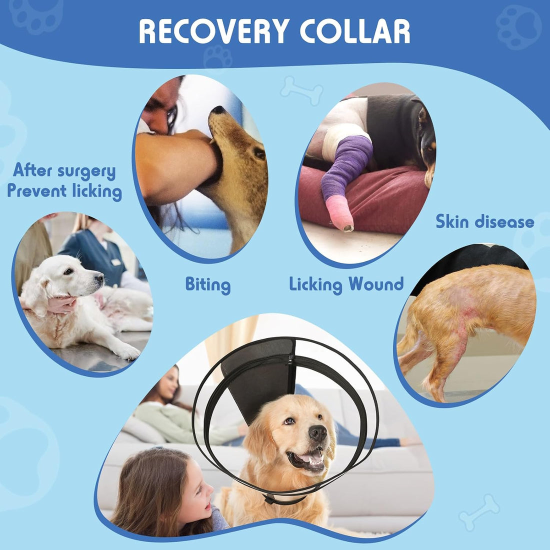Dog Cone, Transparent Recovery Collar for Large Dogs