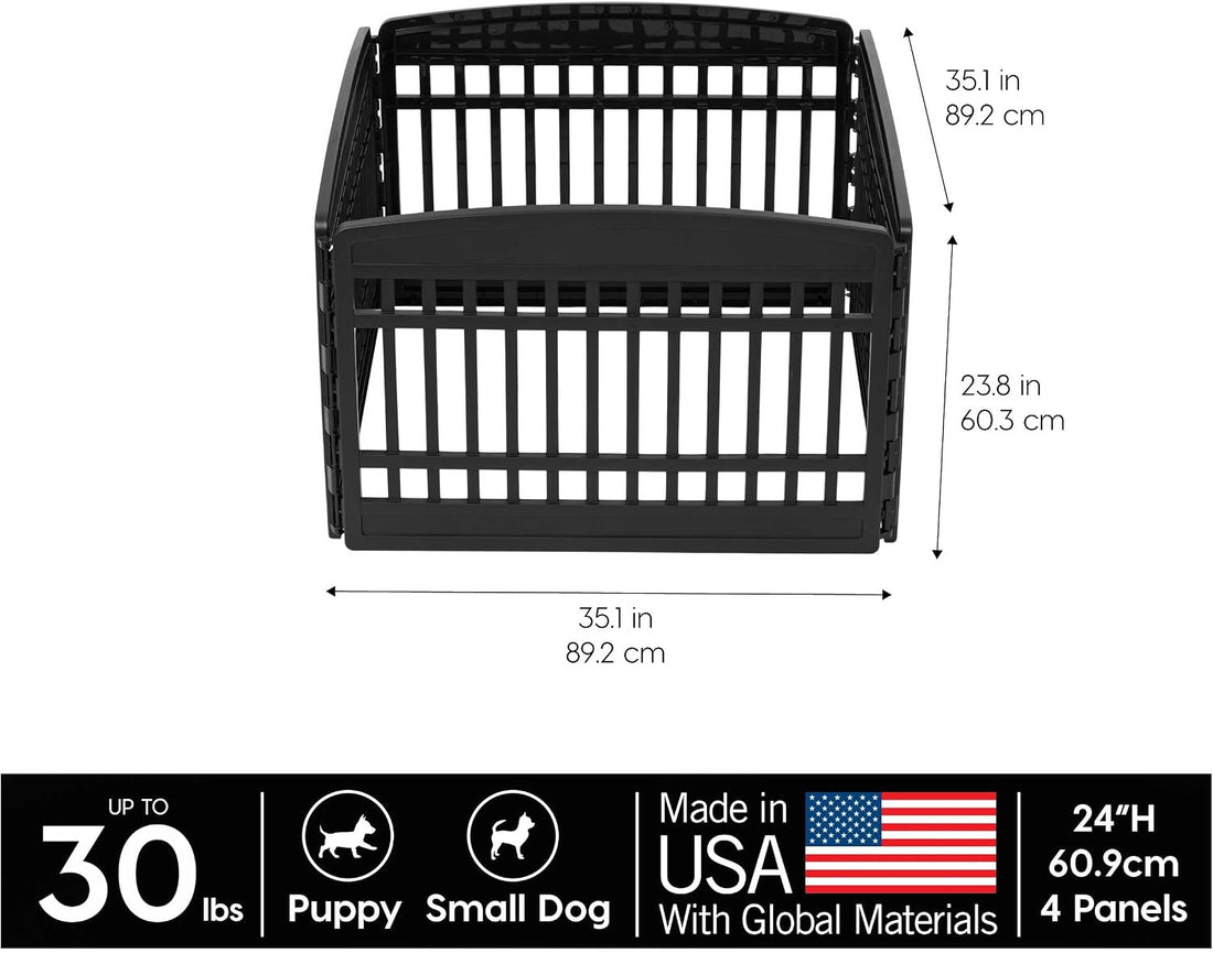 IRIS USA Dog Playpen 24" 4-Panel Puppy Playpen, 35 x 35 x 24