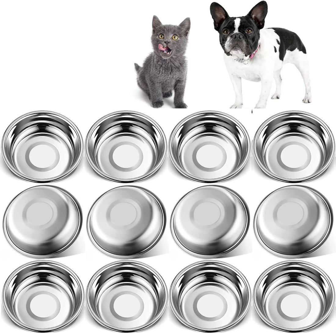 6 PCS Thickened Stainless Steel Cat Bowls