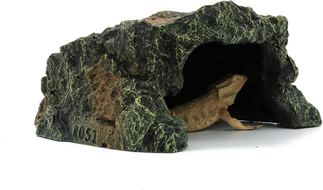 JIHAQUA Reptile Rock Hide Cave Aquarium Habitat Decor Tortoise Hideout