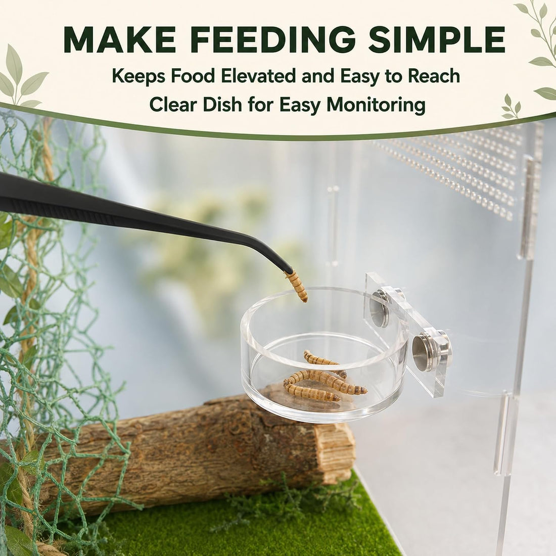 Jumping Spider Enclosure Accessories, Feeding Kit with Acrylic Bowl