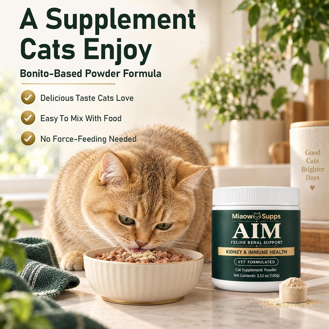 Aim for Cats Powder, Aim Kidney & Immune Health for Cats, 100g