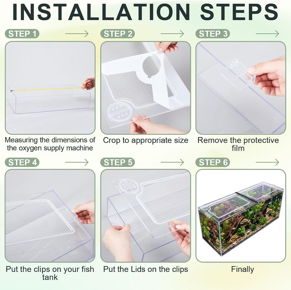 Sieral 2 Pcs Clear Aquarium Polycarbonate Canopy with Anti-Jumping Net