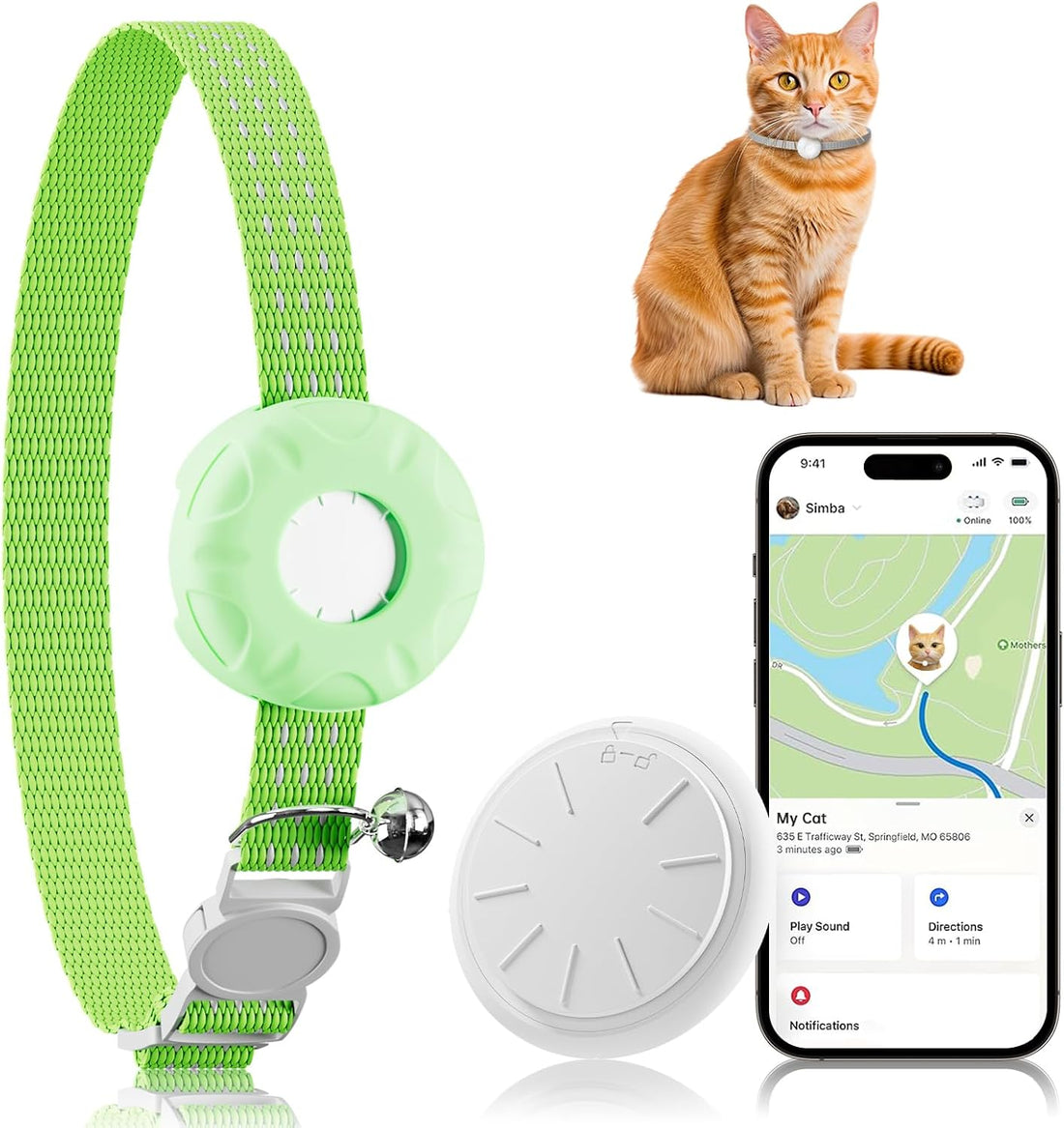 Cat Tracker, Cat Tracker Collar with Safety Elastic Buckle