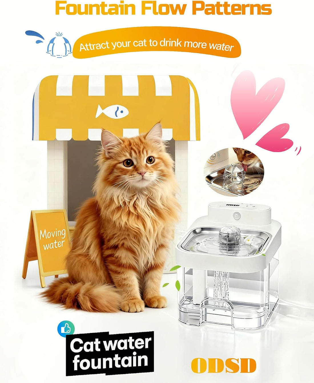 ODSD Filterless Cat Water Fountain