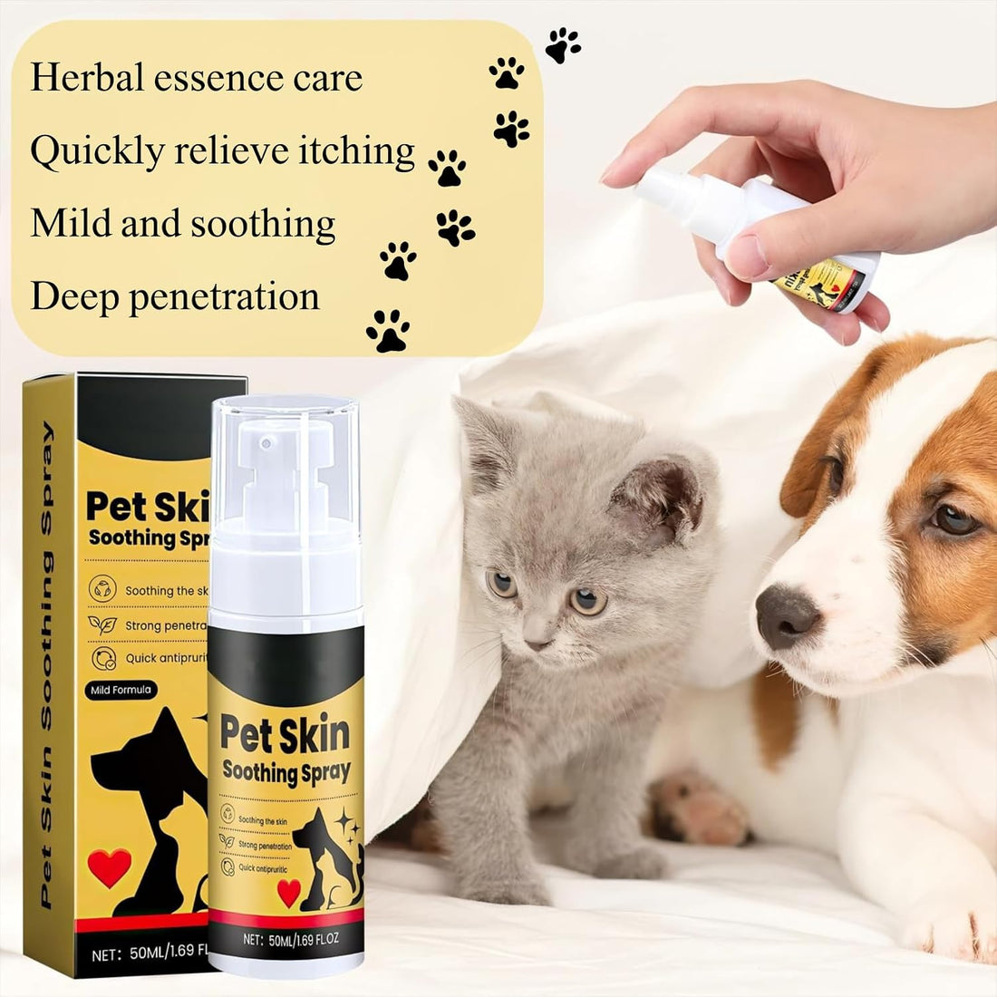 2Pcs Pet Skin Treatment Spray for Dogs & Cats, Reduces Scratching