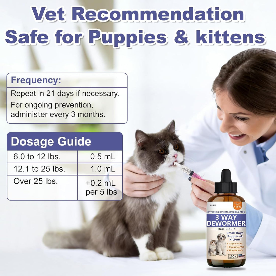 FLIKO Dewormer for Dogs, Puppies & Cats, Tapeworms