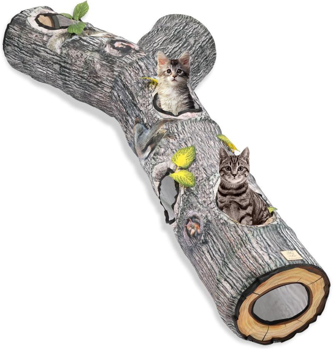 Cat Tunnel,Cat Tunnels for Indoor Cats,Tree Trunk Play Toy for Large
