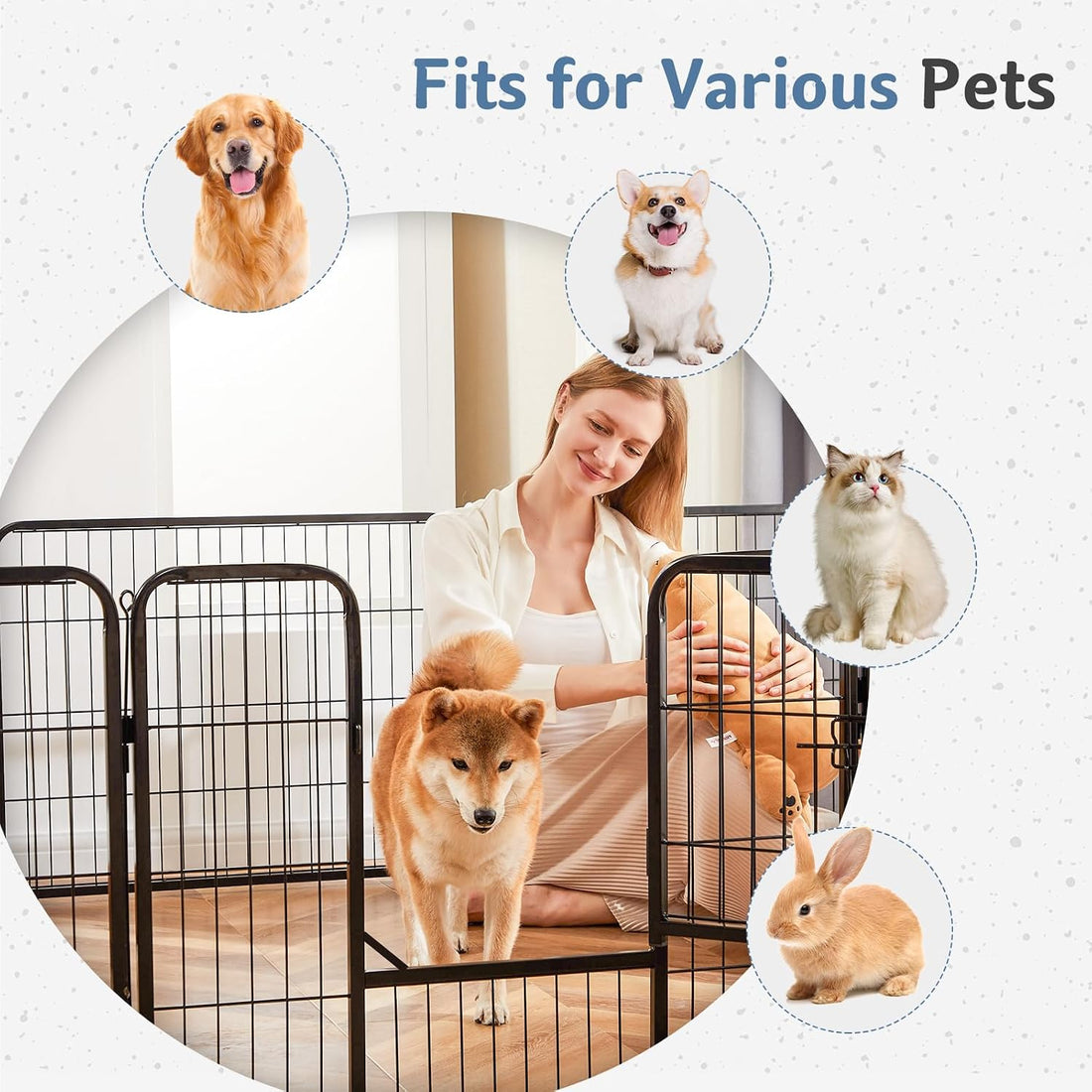 DUMOS Dog Playpen 24 Inch 6 Panels Indoor Outdoor Metal Pet Fence