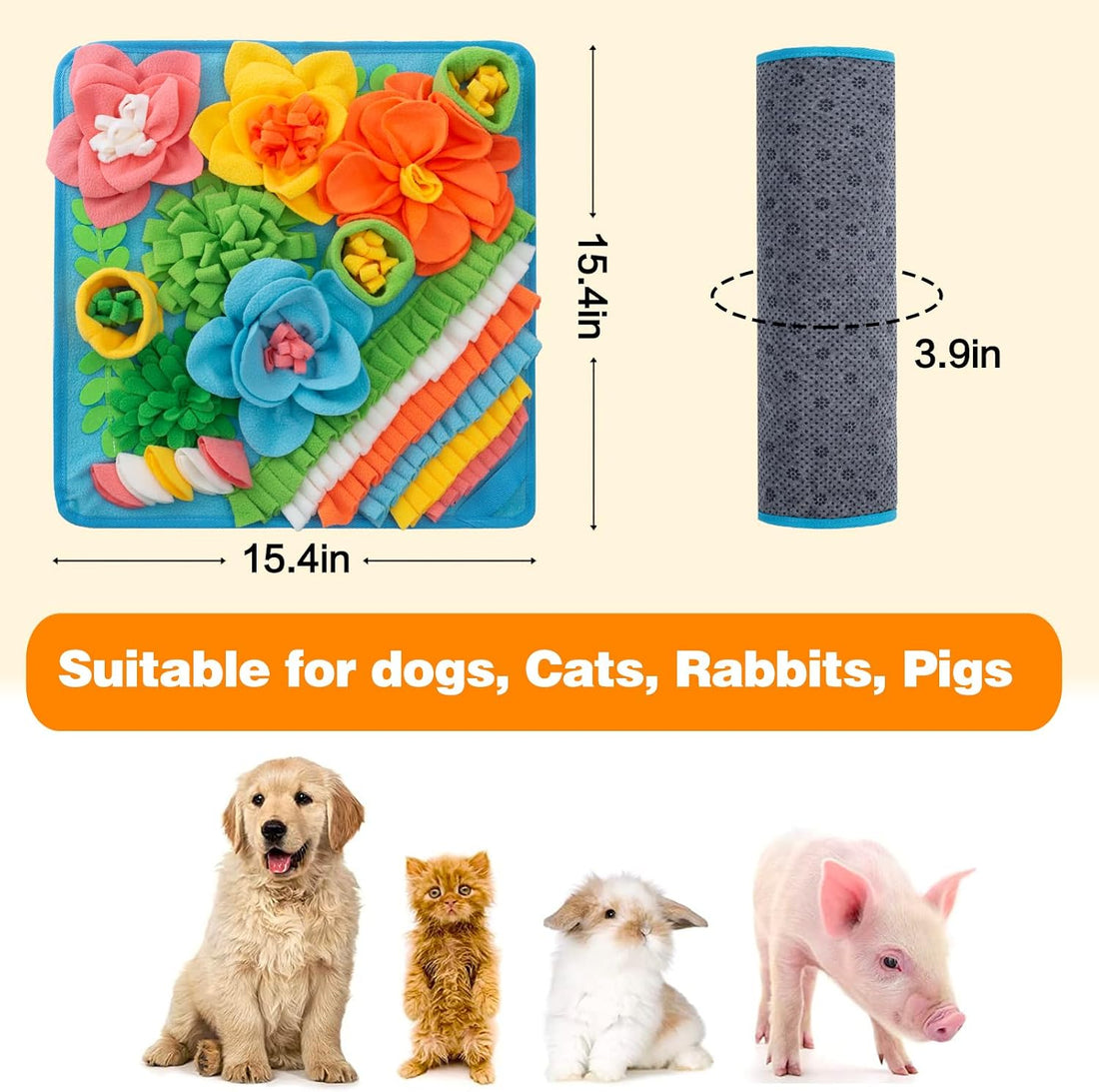 Oliumt Snuffle Mat for Dogs, Sniff Mat Slow Feeding Mat for Small