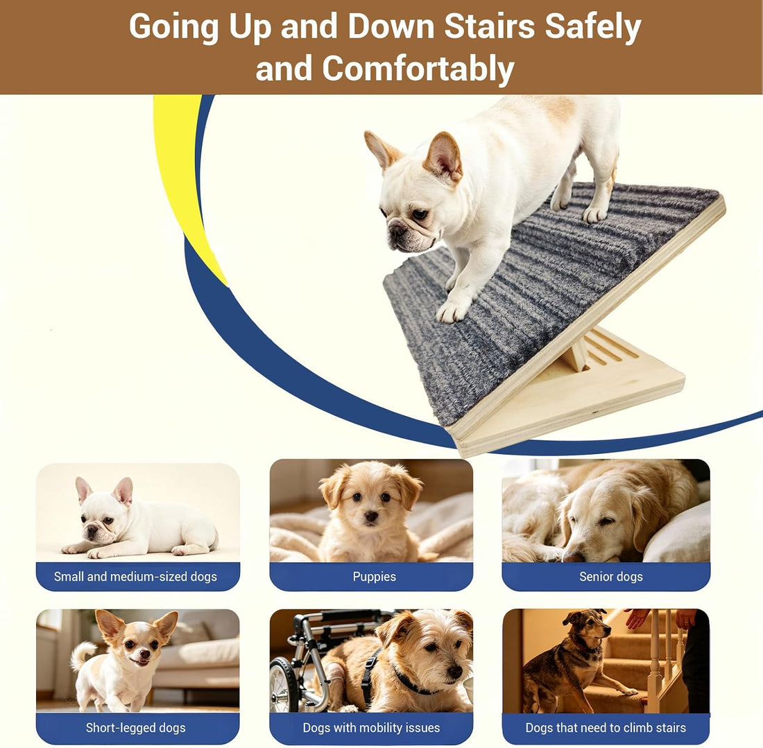 Dog Stairs Ramp for Small & Medium Dogs 1 Pack,Wooden Non-Slip Pet
