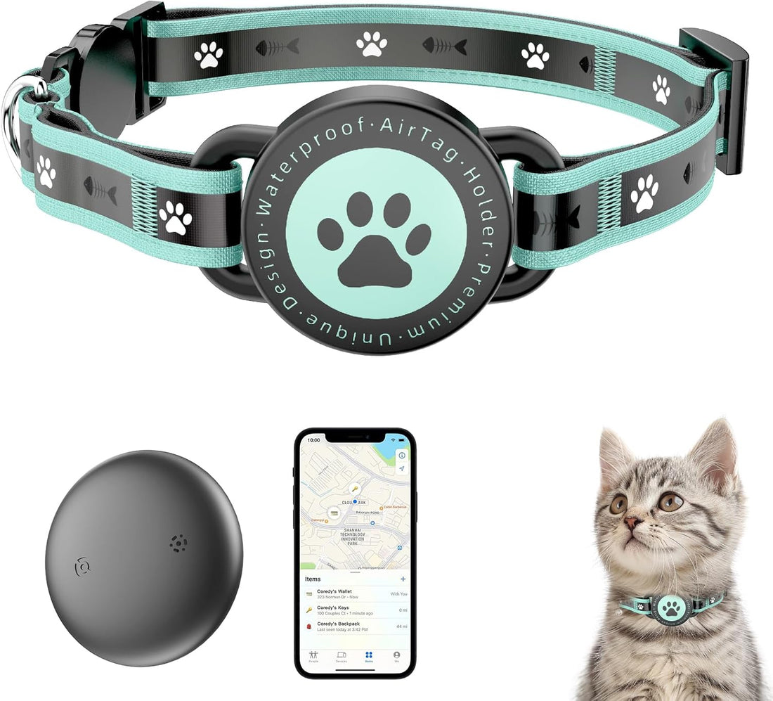 Bluetooth Cat Tracker Collar, iOS & Android, No Monthly Fee Green 1P