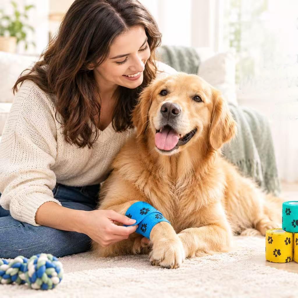 12 Rolls Vet Wrap Cohesive Bandages for Dogs, Cats