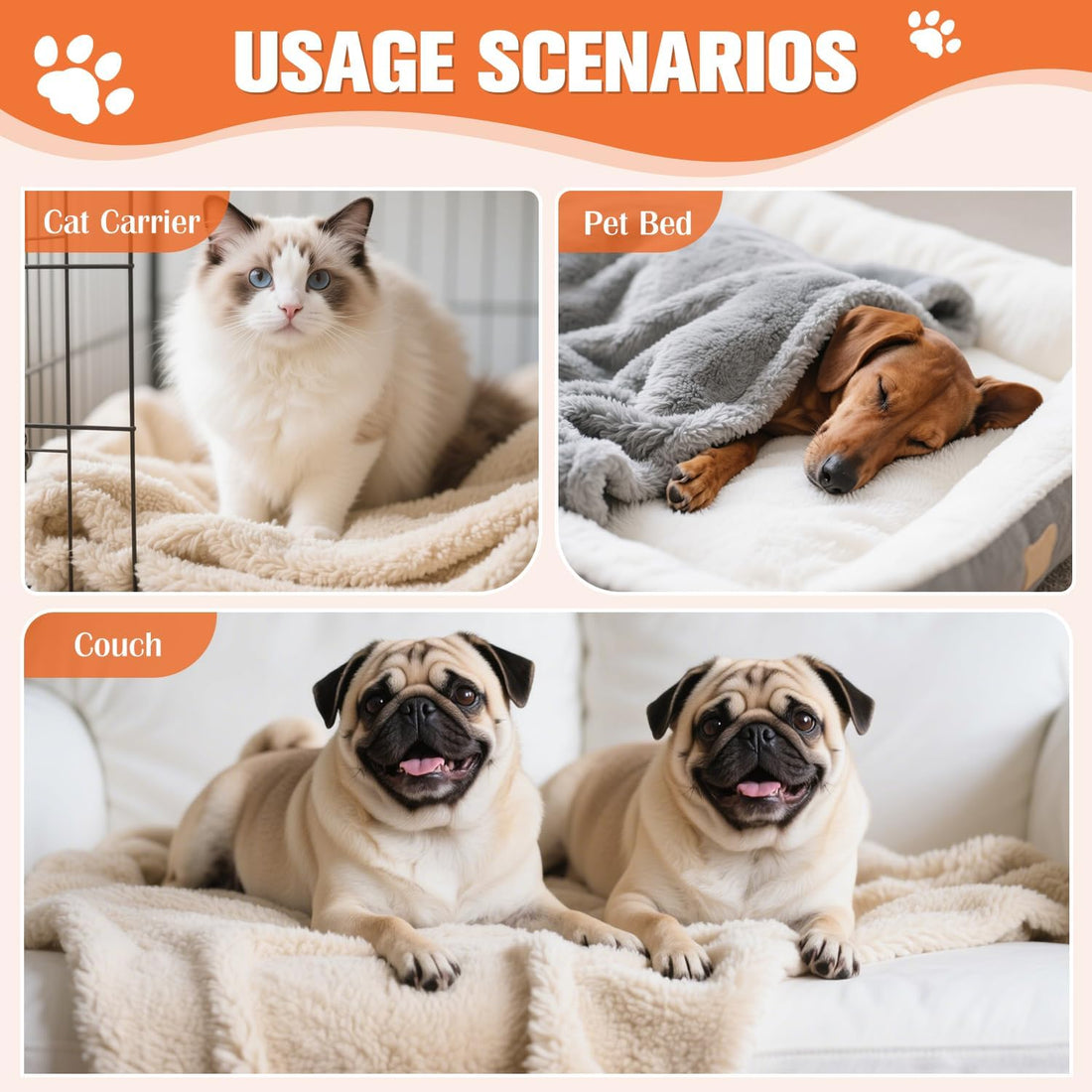 2 Pack Cat Blanket for Small Dogs Puppy Cat Kitten, 16" x 24"