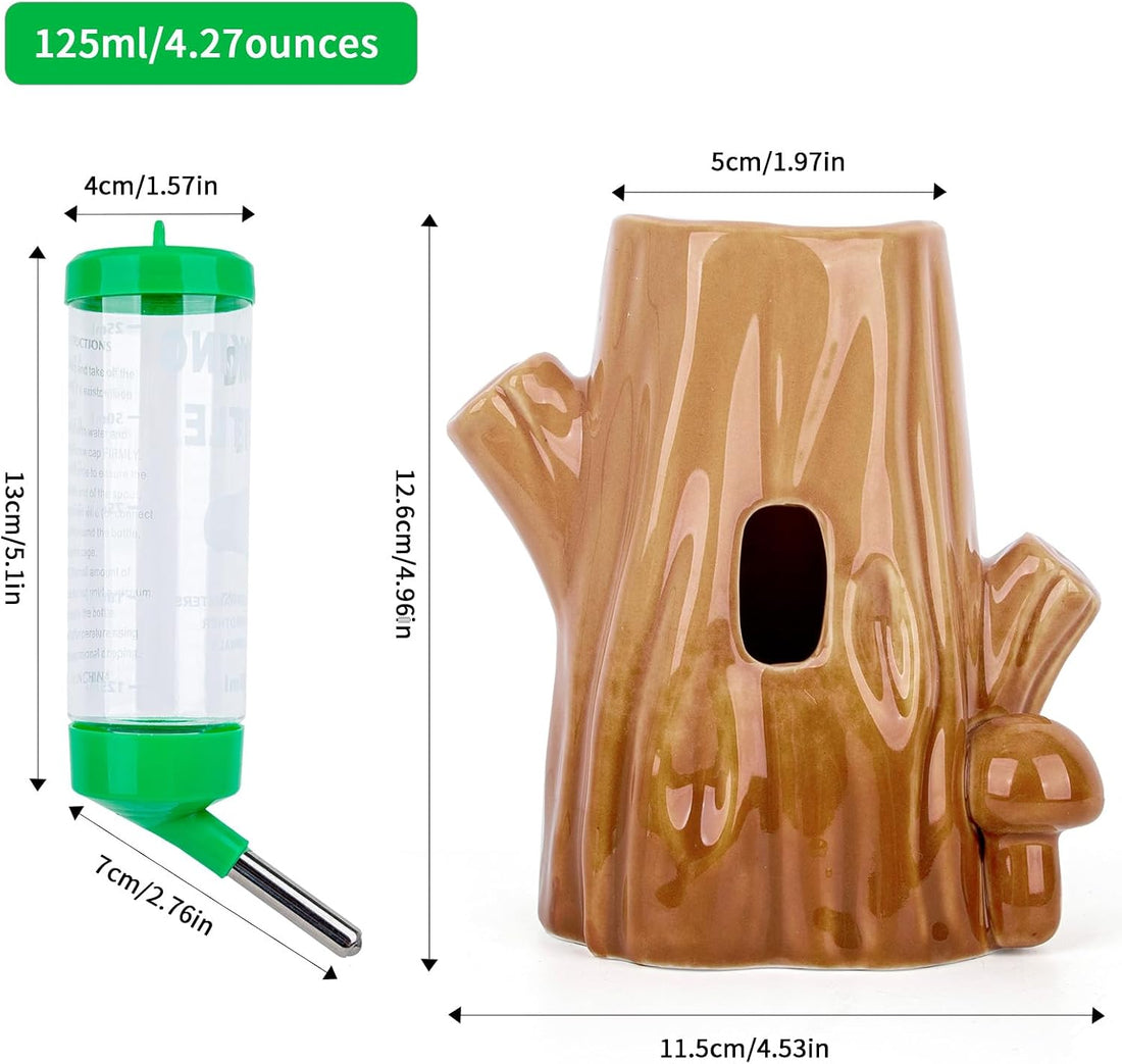 Ceramic Hamster Water Bottle 125ml with Stand，Small Animal Waterer
