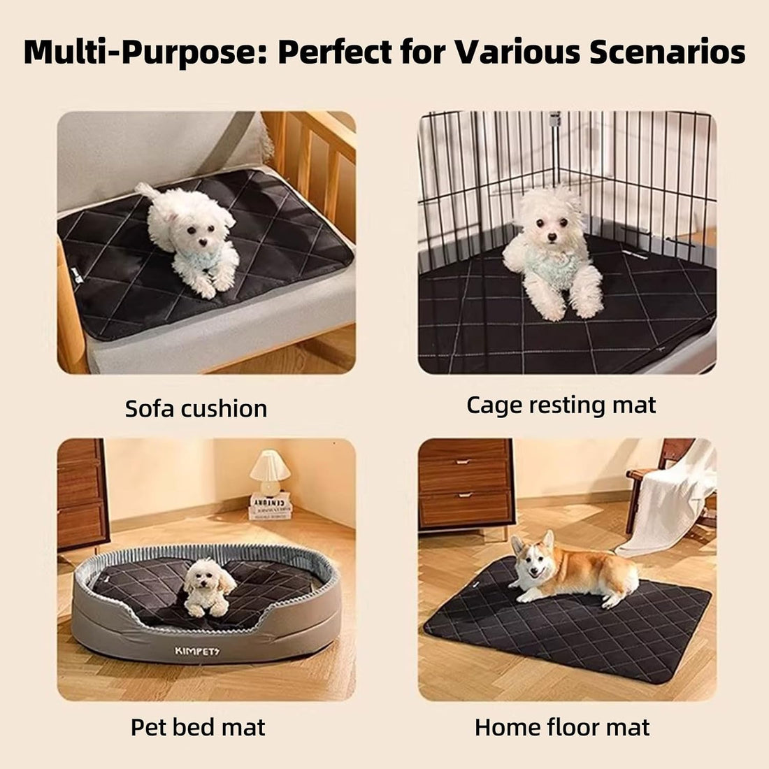 Chew Proof Dog Crate Pad, Indestructible Kennel Mat for Aggressive