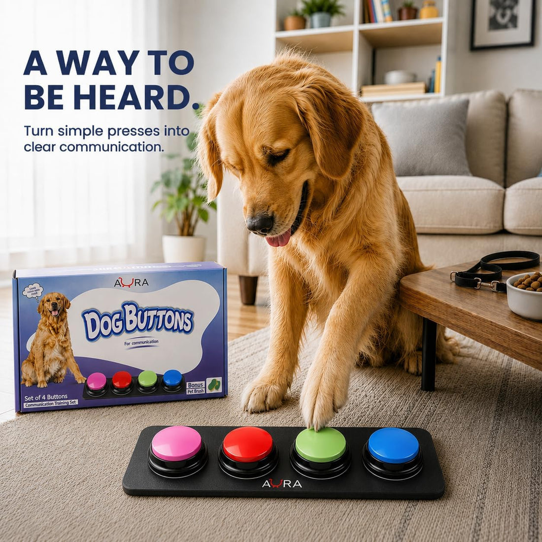 A-URA Dog Buttons for Communication, Recordable Dog Talking Buttons
