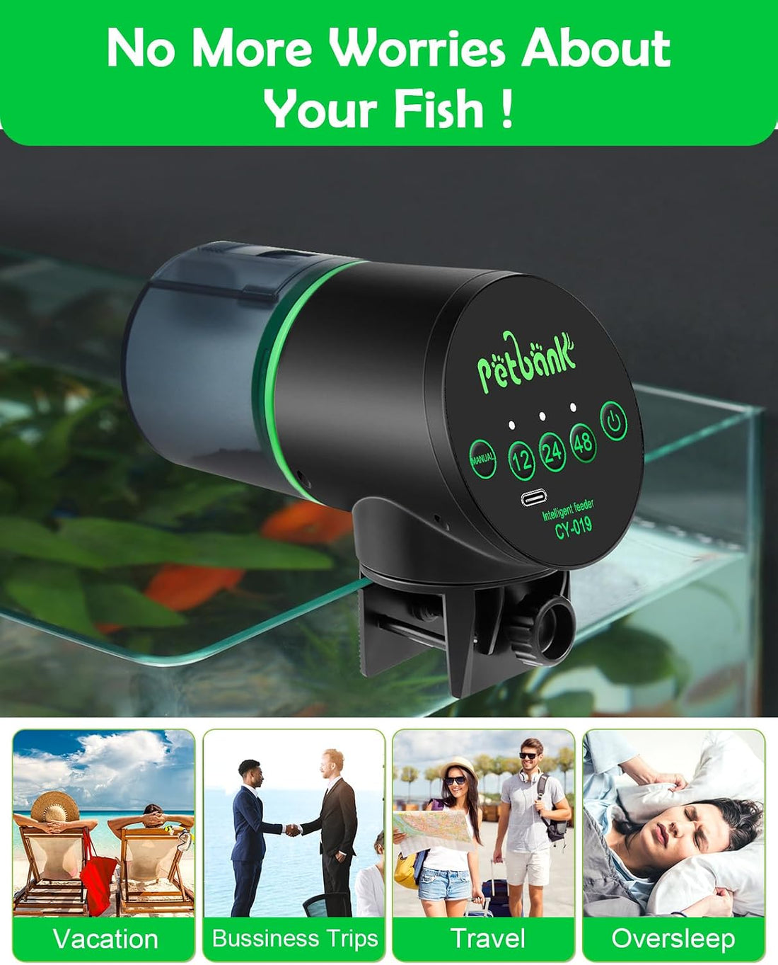 Automatic Fish Feeder for Aquarium Easy Setup & 12/24/48H Interval