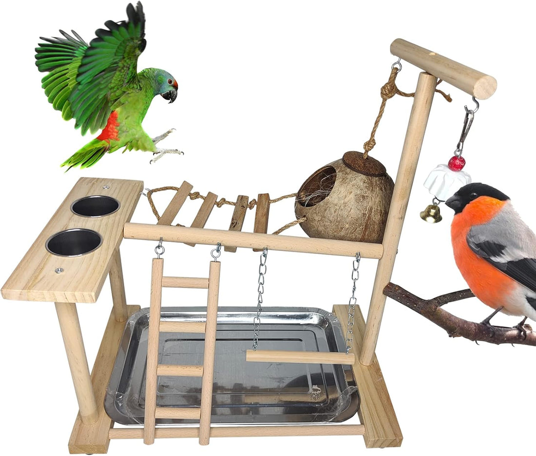 Hamiledyi 4 Layers Large Bird Playground 32" H Pet Parrot Playstand