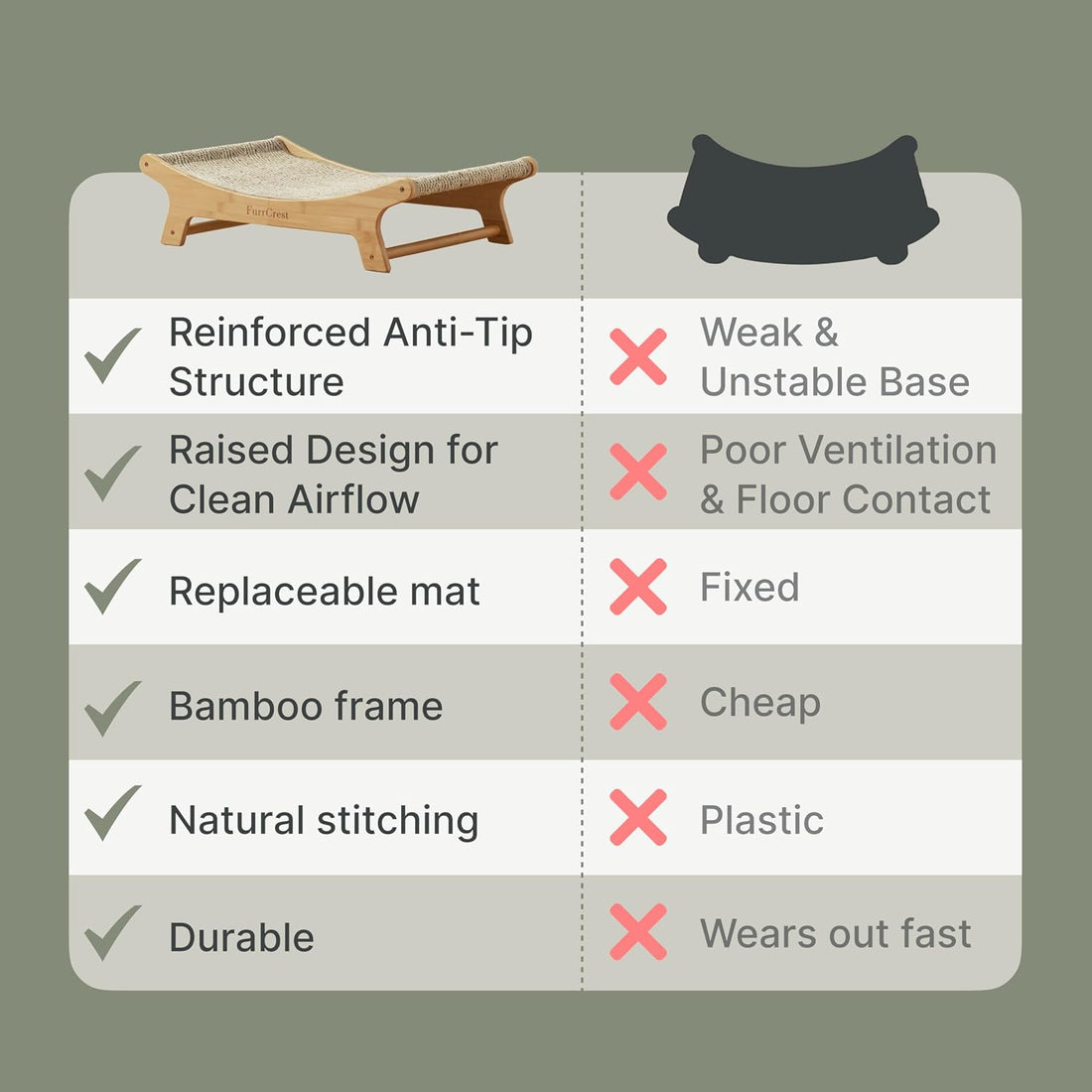 XL Sisal Cat Scratcher Bed with Elevated Hammock for Indoor Cats