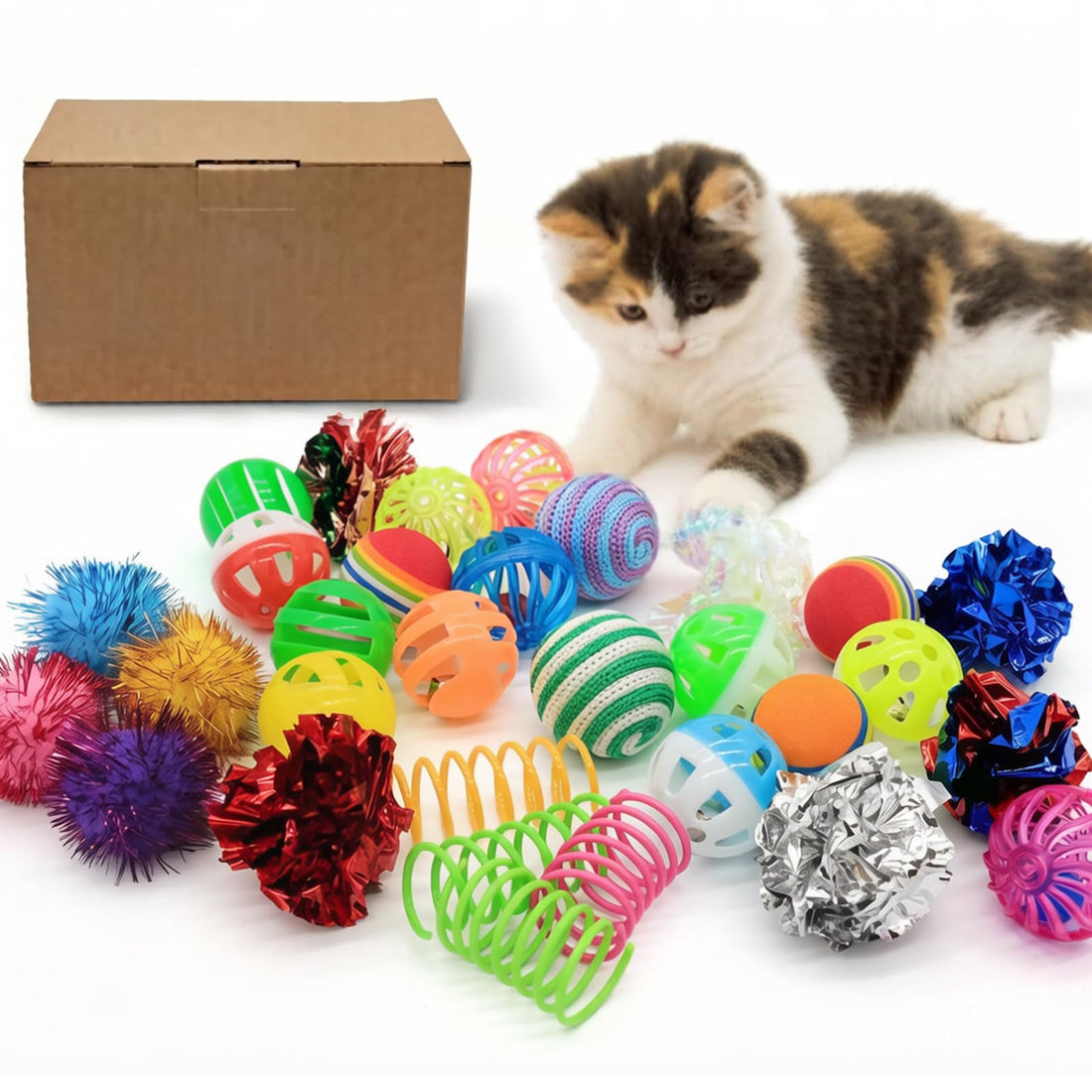 LASOCUHOO Cat Toys Kitten Assortment - Rainbow, Crinkle, Sparkle