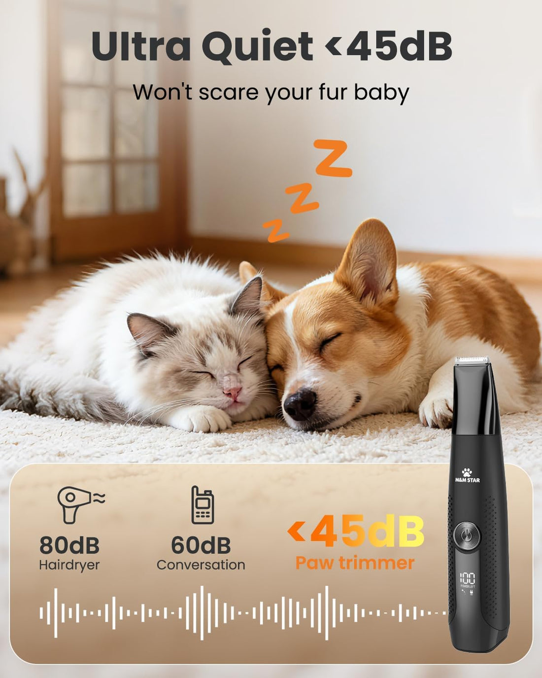 M&M STAR Dog Grooming Kit, 4-in-1 Dog Clippers for Grooming