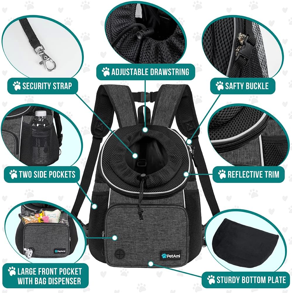 PetAmi Adjustable Dog & Cat Chest Carrier Backpack