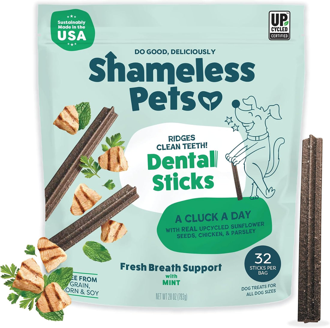 Shameless Pets Blueberry & Mint Dental Chews for Dogs, 32 Chews
