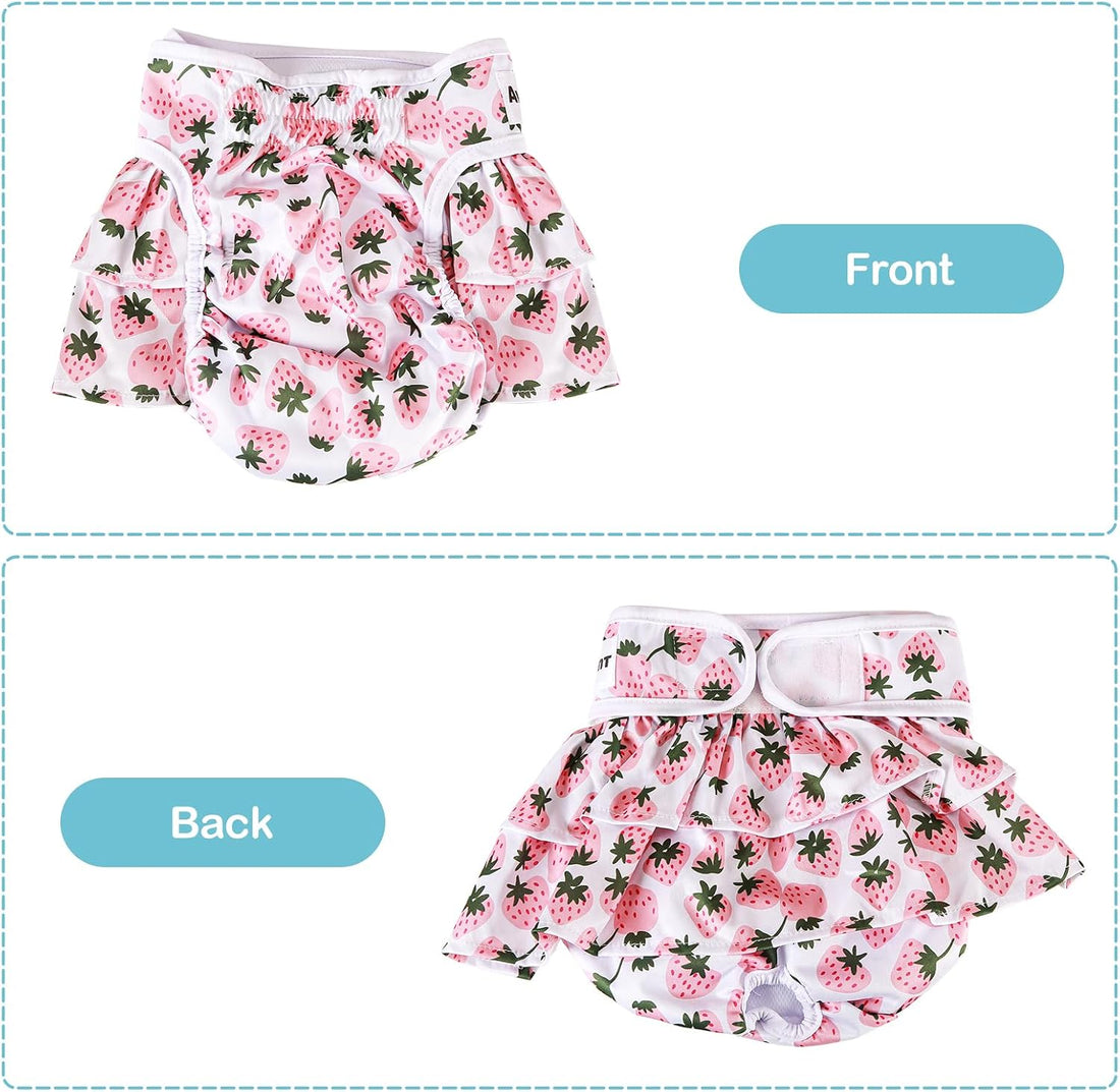 Avont 3 Pack Reusable Dog Diapers Female-Strawberry/Orange/Cherry