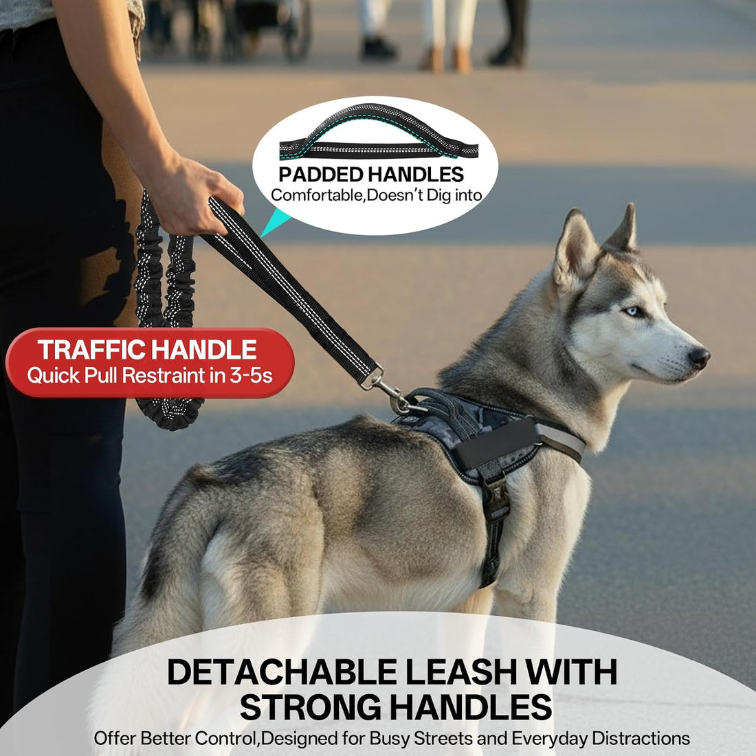 Hands Free Dog Leash, 240LB Heavy Duty Retractable with Fanny Pack