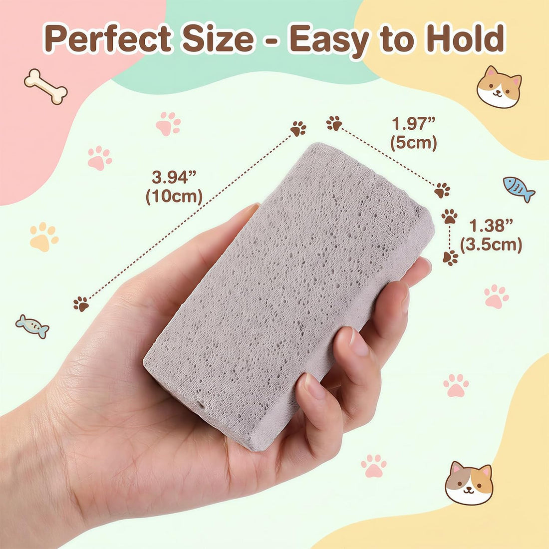 2 Pcs Pet Hair Remover Pumice Stone 3.74x2x1.6 in Dog Cat Fur