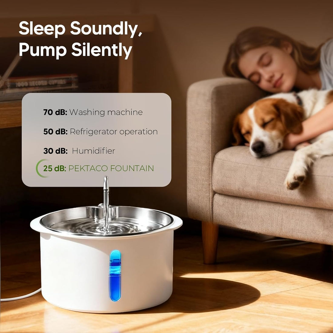 Pektaco Dog Water Fountain for Large Dogs
