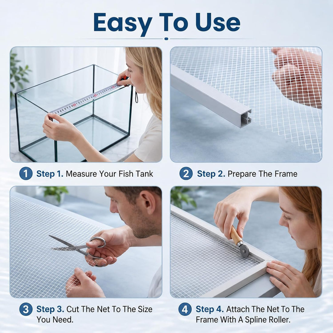 Fish Tank Mesh,3.9 X 4.9 Feet Clear Aquarium Mesh Netting Material