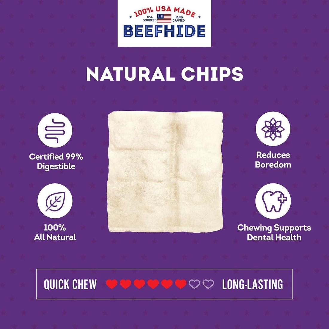 USA Beefhide Chips Dog Chew Treats - Natural Flavor, 12oz/2 Pack