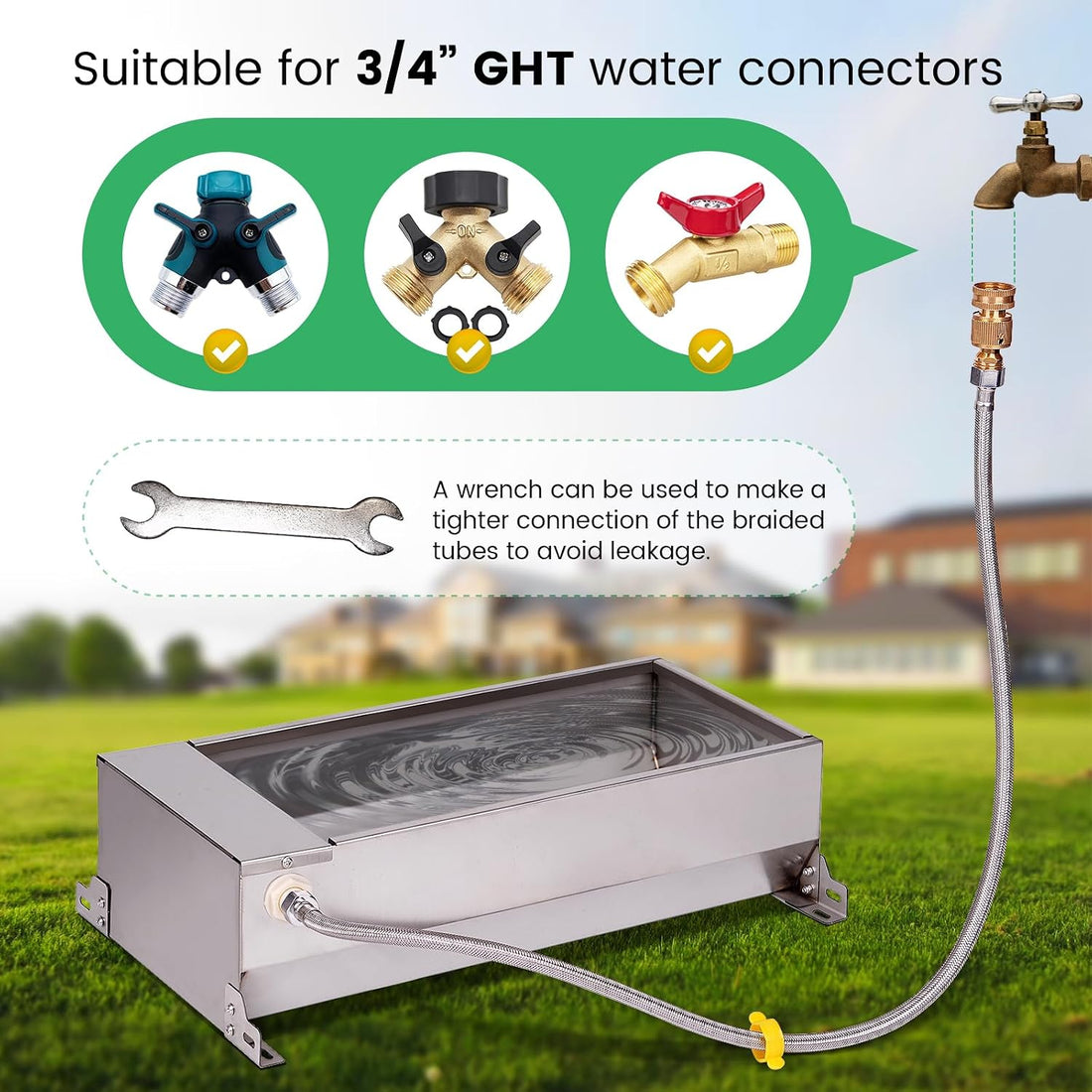Automatic Livestock Water Trough Large Capacity Outdoor 2 Gallon