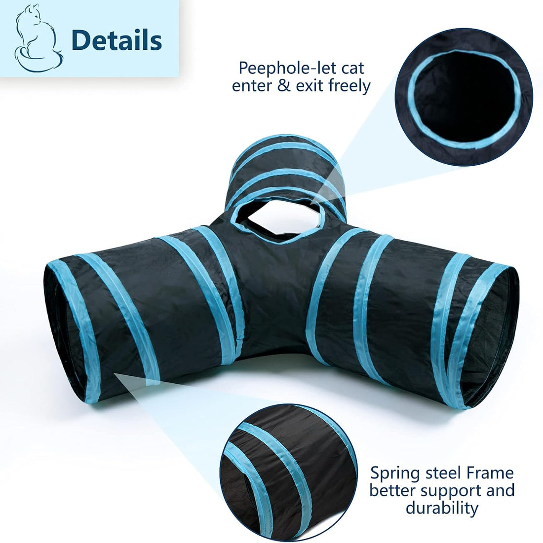 3 Way Cat Tunnel Collapsible Fun Pet Play Tube Toys for Cats, Kittens