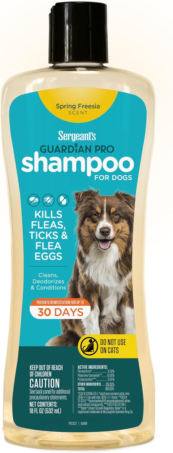Sergeant's Guardian PRO Flea & Tick Shampoo Dogs, Kills Eggs 30 Days
