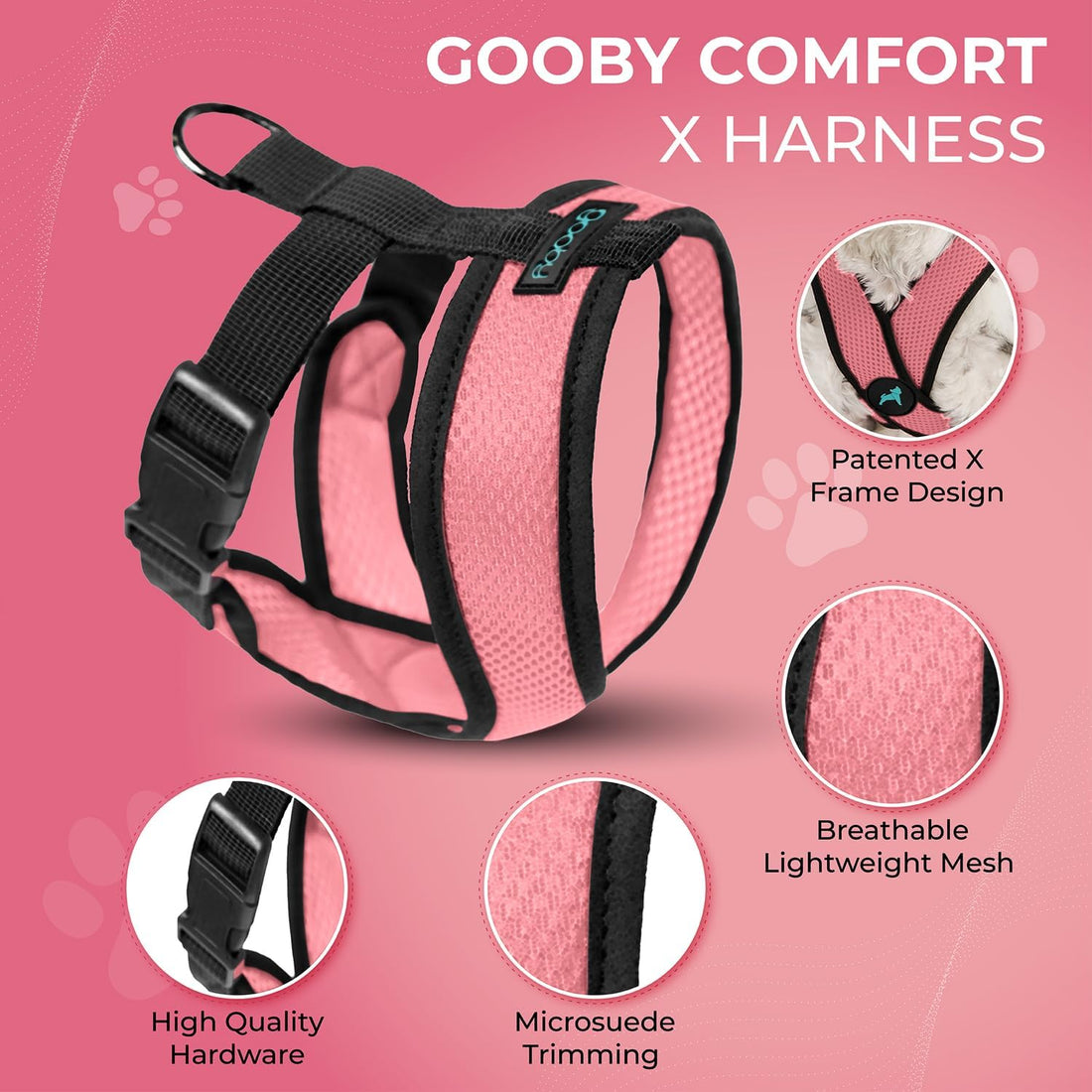 Gooby Comfort X Head in Harness - Pink