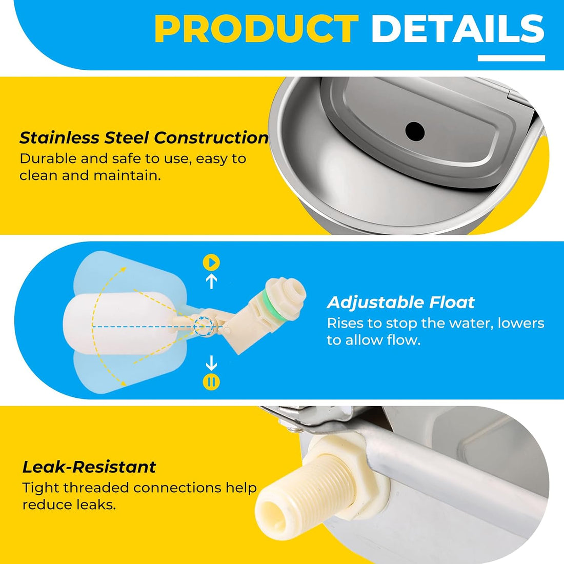 NATGAI Automatic 304 Stainless Steel Waterer Bowl