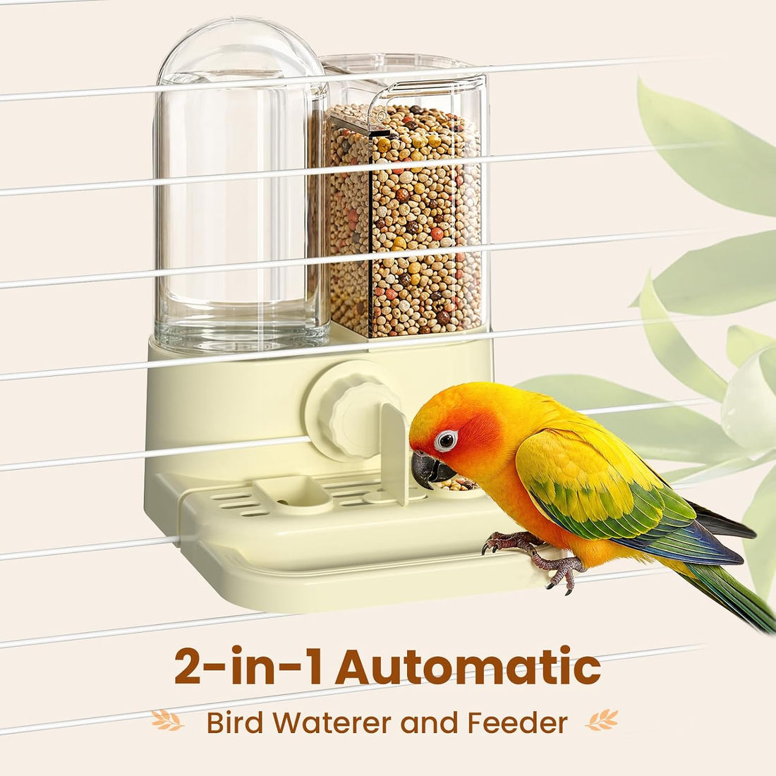 2-in-1 Automatic No Mess Bird Feeder & Gravity Waterer Dispenser