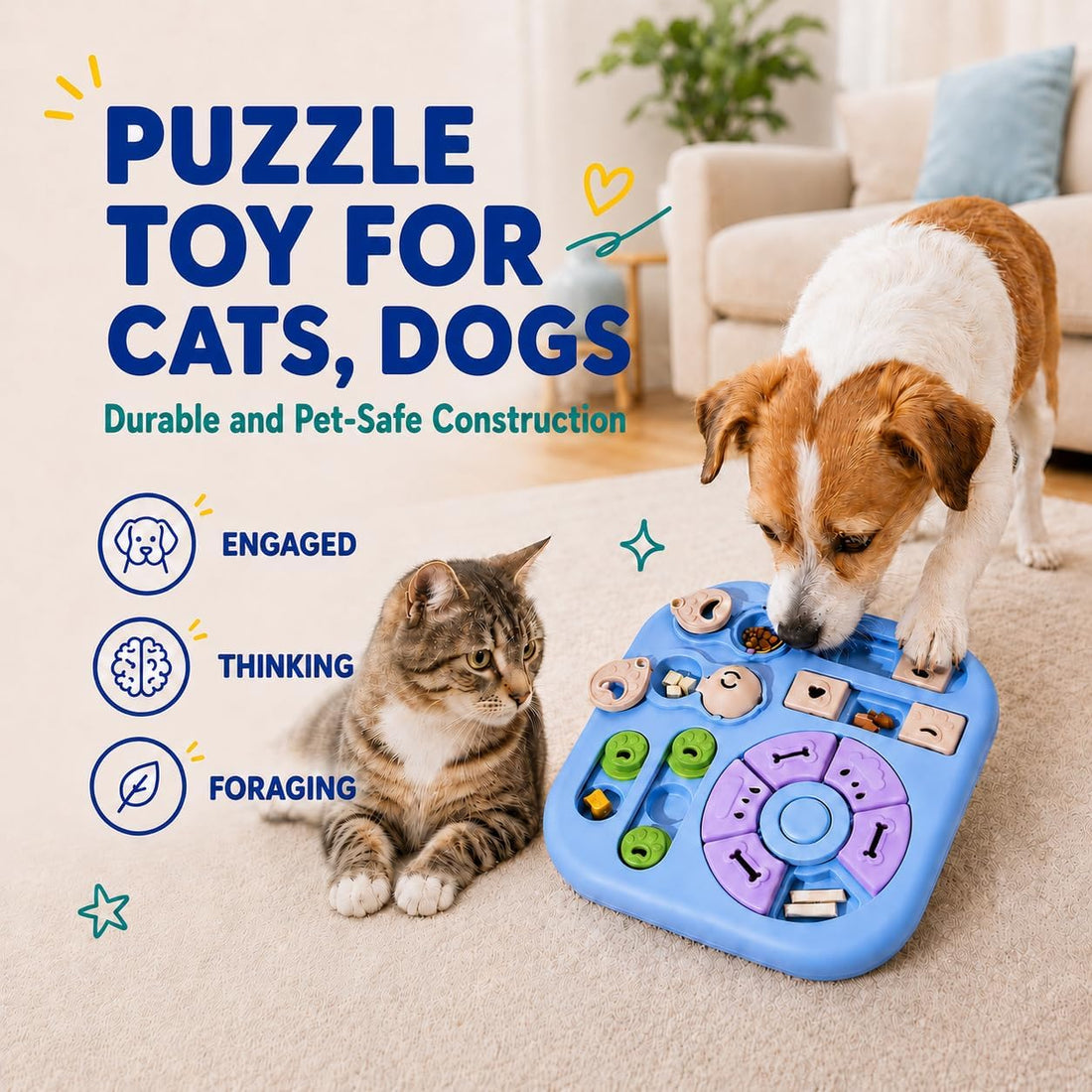 HAOYEGUOJI Interactive Cat Puzzle Toy & Treat Dispenser