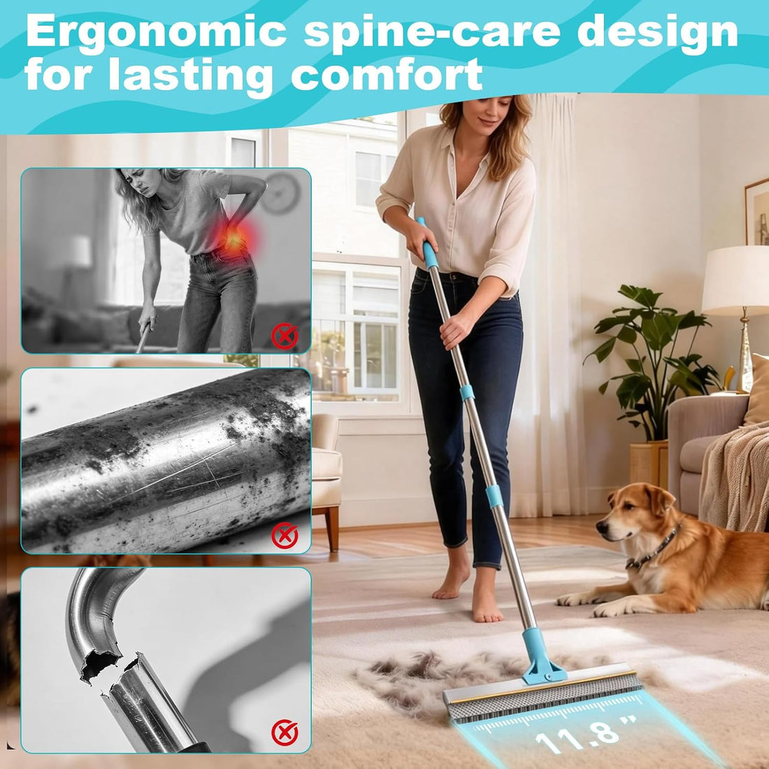 Vivifying Carpet Rake Pet Hair Remover Set