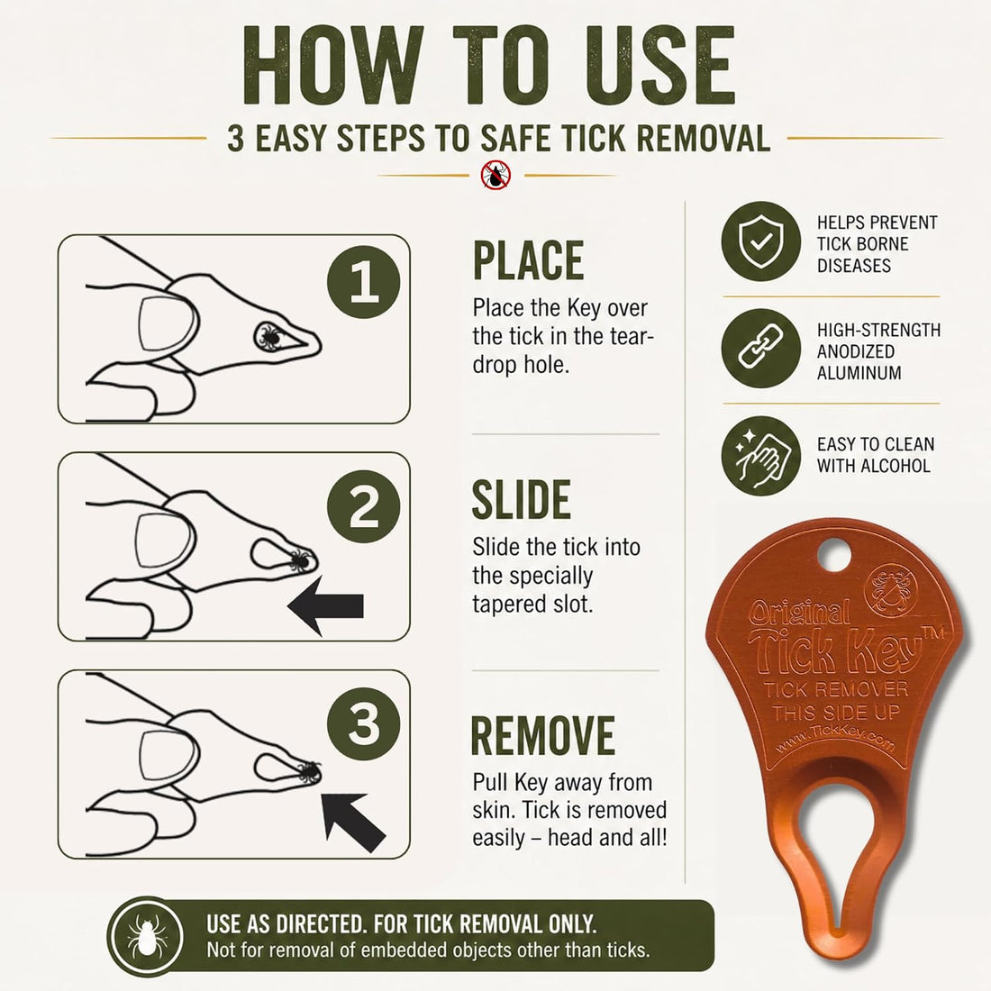 The Original Tick Key - Tick Detaching Device - Portable