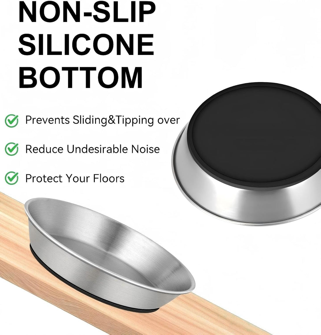 2 Pack Stainless Steel Cat Bowls for Food and Water